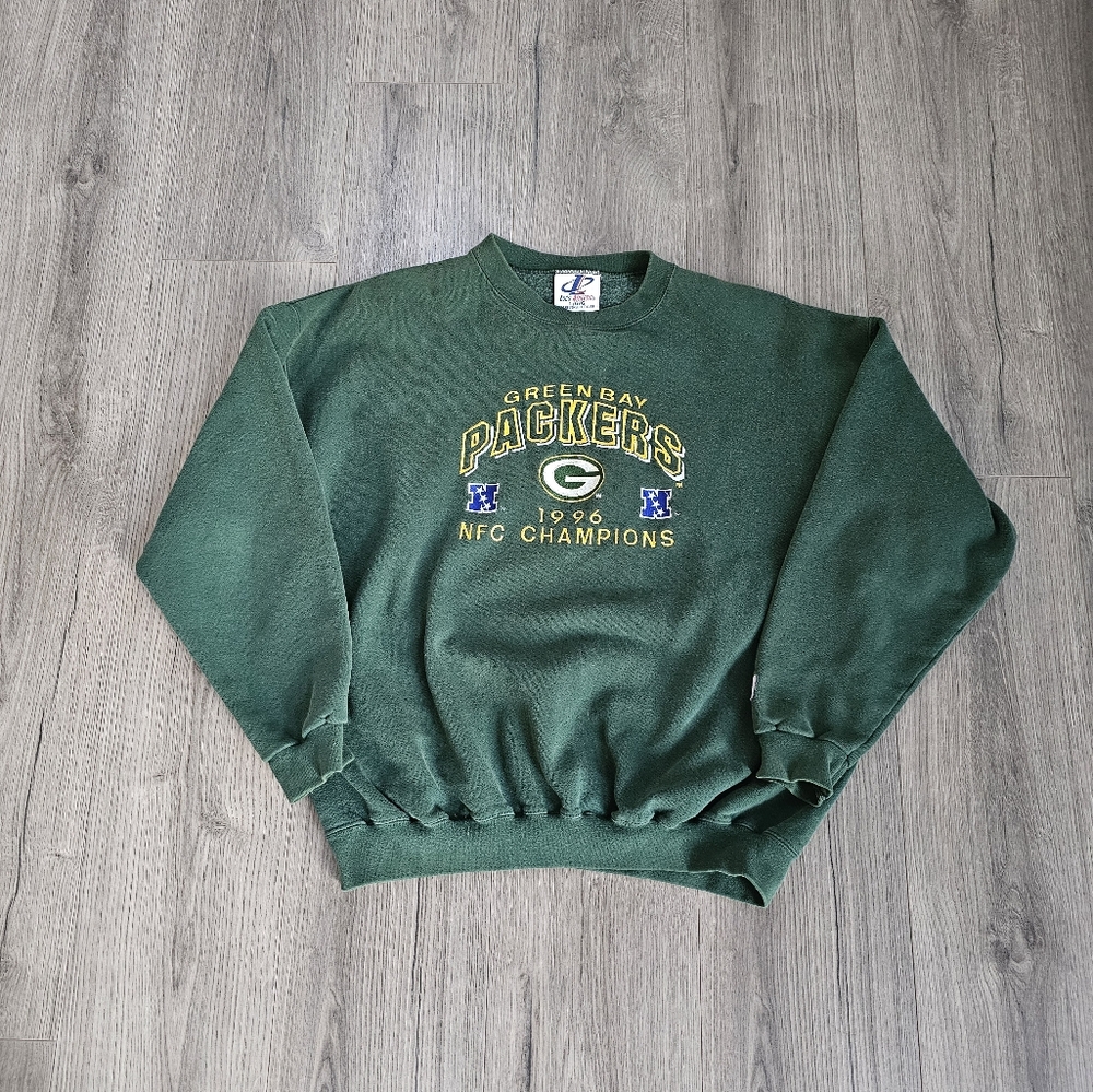Vintage Logo 7 Green Bay Packers Crewneck Sweater Mens Large